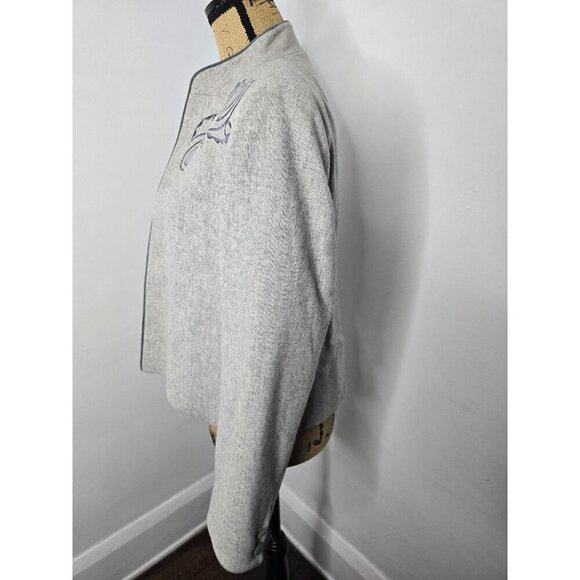 Vintage 1970s Lilli Ann Gray Wool Embroidered Jacket Blazer - Picture 2 of 16